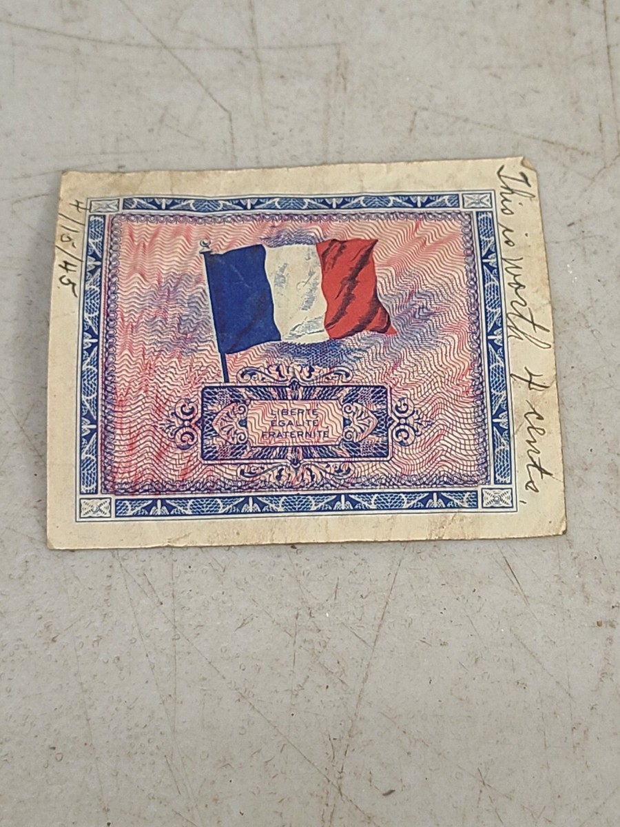 未使用 1944年 フランス 軍票 France 2 フラン francs 紙幣 2 Francs 1944, France WW2 Military banknote, 2 DEUX Francs