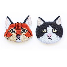 2pcs Brooch Backpack Tote Bag Pin Embroidery Cartoon Lifelike Ginger Tuxedo Cat