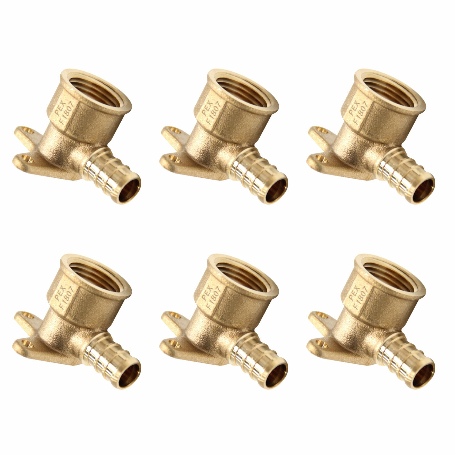 EFIELD 6 PCS 1/2" PEX x 1/2" Female NPT Drop Ear Elbow Crimp Fitting Lead Free