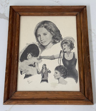 Barbra Streisand Pen and Ink Drawing Print by A. Tiliman Cardstock 18" x 21.5"
