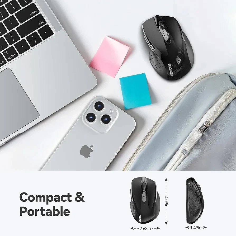 TECKNET Pro Wireless Mouse, 4000 DPI, 2.4G Ergonomic Optical Mouse, Computer - Image 2 of 4