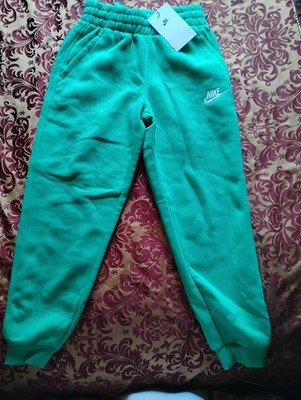 Nike Boys Green Fleece Jogger Pants Size S, Pull-On Elastic Waist, Pockets
