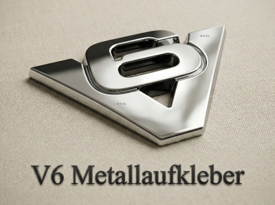 3D V6 KFZ  Metall Aufkleber Emblem Auto Logo Tuning Schriftzug Chrome Silber