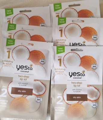 Yes To Coconut 2-Step Lip Kit   6 Single-Use Packs (Scrub + Plumping Mask)
