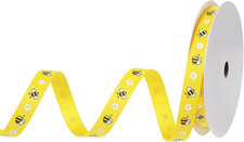 3/8 Inch X 10 Yard Yellow Black Bee Summer Ribbon, Bee Teacher Daisy Flower Gros