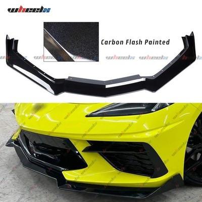 Front Bumper Lip Splitter For 2020-2025 Chevy Corvette C8 5VM Style CARBON FLASH