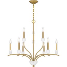Aged Brass Nine Light Chandelier from the Frida Collection