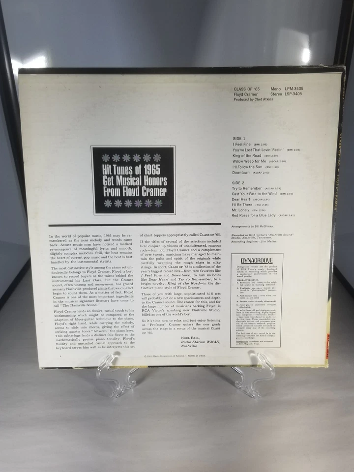 Floyd Cramer – Class Of '65 - The Floyd Cramer Piano - 1965 Mono - 12" Vinyl LP - Image 2 of 4