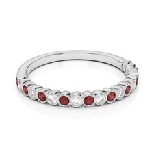 Sterling Silver Round 2mm Red Garnet Bezel Set Gemstone Women Engagement Ring
