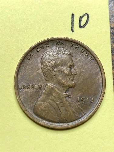 1913 LINCOLN WHEAT CENT,  high condition coin, XF-AU #10