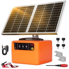 Solar Electric Fence Charger 30 Miles/48km 15W 6KV-12KV 0.3J-1.5J LCD Display