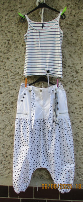 2-teiliges Sommer Harems-Set Pump Pluder upcycling Lagenlook Unikat Gr. L