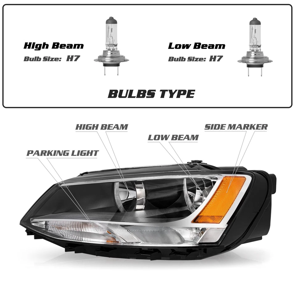 Conjunto de faros halógenos para Volkswagen Jetta 2011-2018 conductor izquierdo  Foto 2 de 4