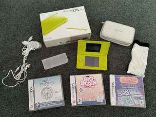 Bundle Lime Green Nintendo DS lite Game Case 3 X Brain Training Games