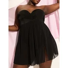 Swim Dress 42DD Lane Bryant Cacique Swimsuit Black Underwire Multi-Strap Plus