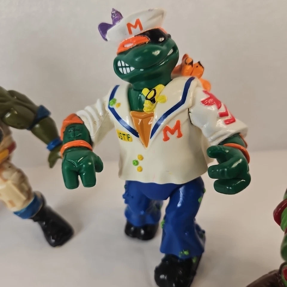 Lote De 4 Figuras De Colección TMNT Mutante Militar Leo Raph Mike Don 1991 Playmates Foto 4 de 4