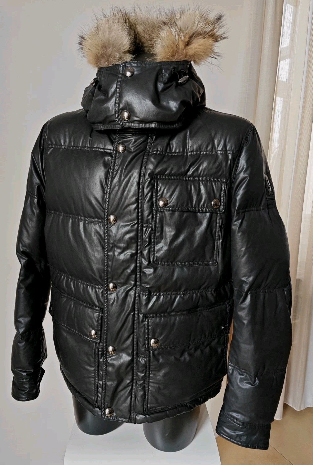 Belstaff Concord Hoded Men's Parka Cotton Jacket, Black,Size 52 About XL
