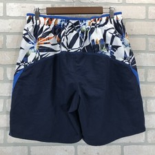 Nike Board Shorts Mens Large Blue Swim Trunks Hawaiian Floral Tropical Surf