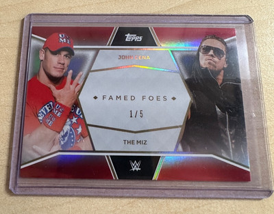John Cena & The Miz /5 Red Famed Foes Topps Dual Card 2025 # FF7 Wrestlemania