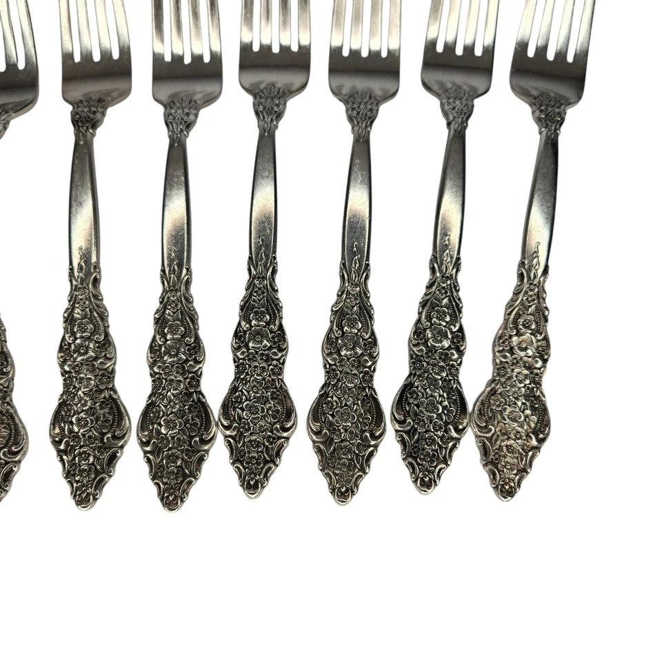  Juego de 8 tenedores de cena Rogers Bros plateados RENACENCE principios de los años 70  Foto 2 de 4