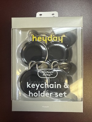 APPLE AIR TAG 4 PACK KEYCHAIN & HOLDER SET BLACK- heyday- NEW | eBay