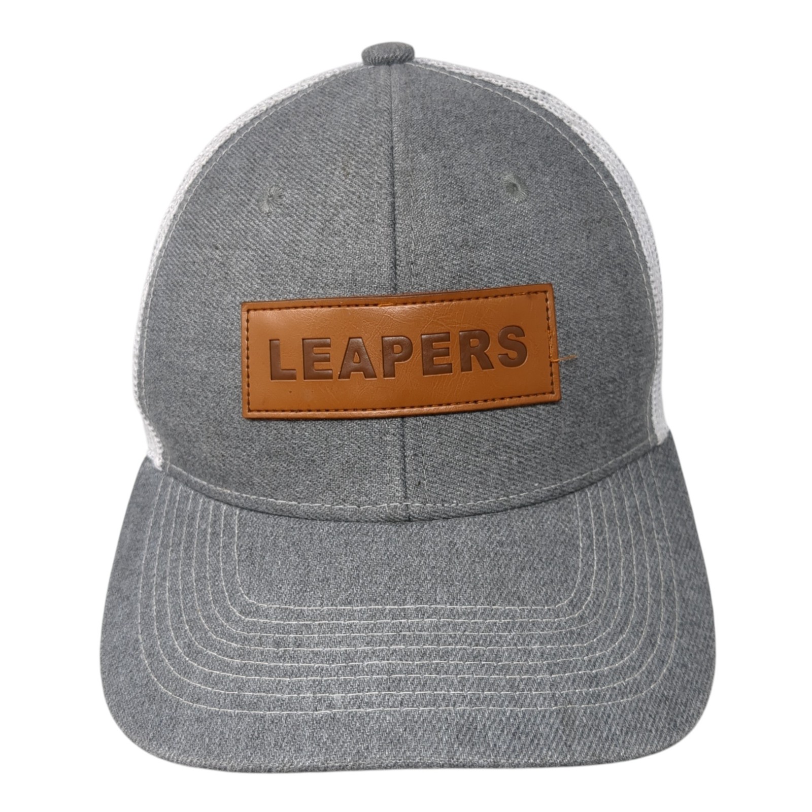 Leapers Patch Snapback Mesh Back Trucker Hat Gray… - image 1
