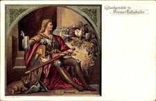 Artist Postcard Hanseatic City of Bremen, Roland, Wall Painting in Council Cellar - 4902103