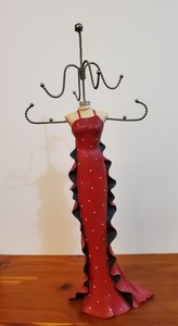 Collette Et Cie Jewelry Holder Red Dress With Pearl Necklace