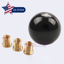 Round Ball Shift Knob Black Acrylic Universal Gear Shifter Head W 3 Adapters