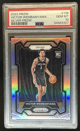 2023-24 Panini Prizm Victor Wembanyama RC Prizm Silver Rookie #136 Spurs PSA 10