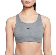 Nike Women's Indy Grey/Black LS Padded V-Neck Sports Bra XS NEW 35  CZ4456-084
