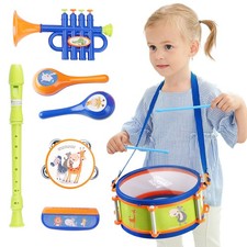 iPlay, iLearn Toddler Musical Instruments Toys, Kids Drum Set, Large, Blue