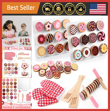 32 Pc Wooden Cookie Play Set Kids Kitchen Toy - Pretend Baking Food for Toddlers