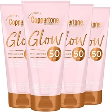 4 Pack Coppertone Lotion Sunscreen Glow Brilliant SPF 50 Shimmer 5 Oz Ex 04/25