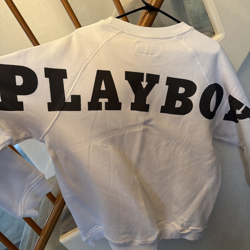 Playboy Sweatshirt Men’s Sweatshirt Mens Xl White Black Lettering Brand New!!!