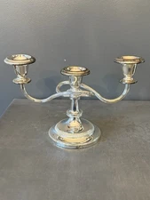 Vintage English Three Light, Twisting Arm Candelabra - Silverplate