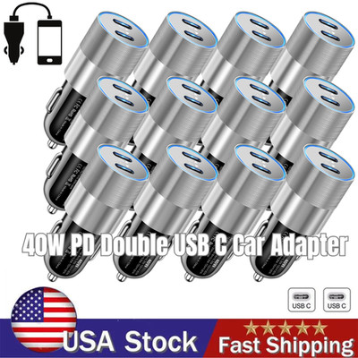 Dual Type USB C PD Fast 40W Car Charger Adapter For iPhone Cigarette Lighter Lot