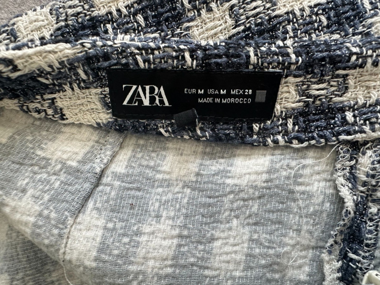 ZARA Womens Blue White Plaid Skort Size Medium thumbnail 6
