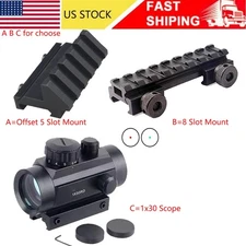 1X30 Red Green Dot Optics Reflex Sight Scope/Offset 5 Slot Mount/ 8 Slot Mount