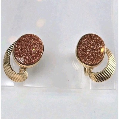 Vintage 50s Van Dell Goldstone 1/20 12Kt GF Screw Back Earrings