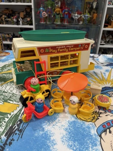 Vtg 1972 Fisher-Price Family Camper w/ Accessories Near Complete set Rare