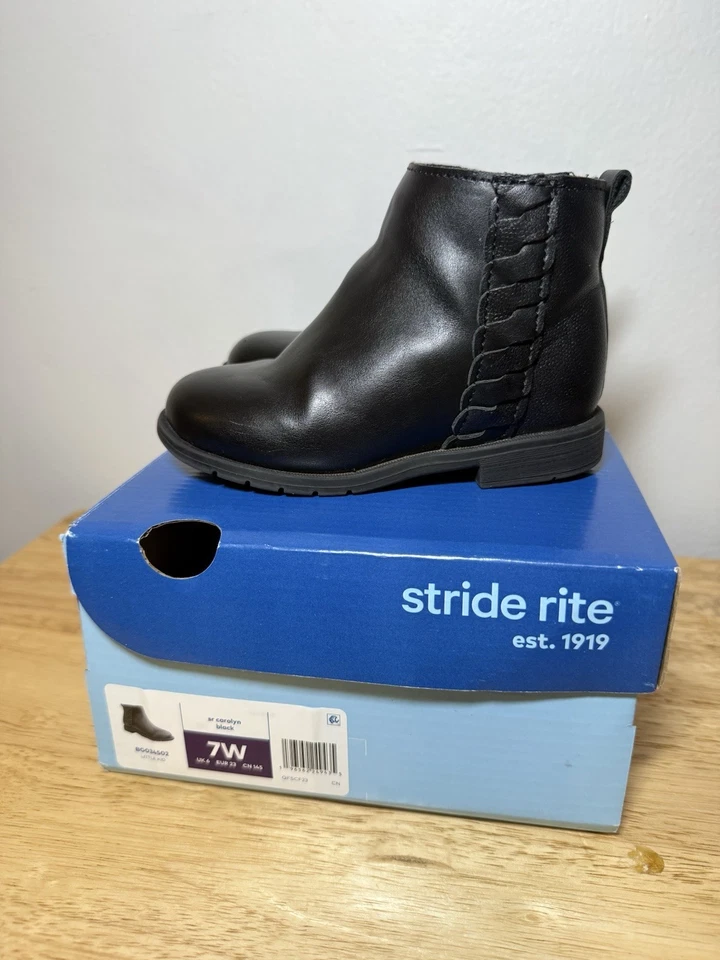 Botas negras al tobillo Stride Rite SR Carolyn para niñas pequeñas talla 7W Foto 4 de 4