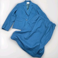 Vintage Pendleton Wool Skirt Suit Women s Blue Blazer Midi Skirt USA 1970s