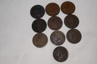 LOT OF 10 INDIAN HEAD PENNIES, DATES FROM 1880 TO 1906, CIRCULATED CONDITION