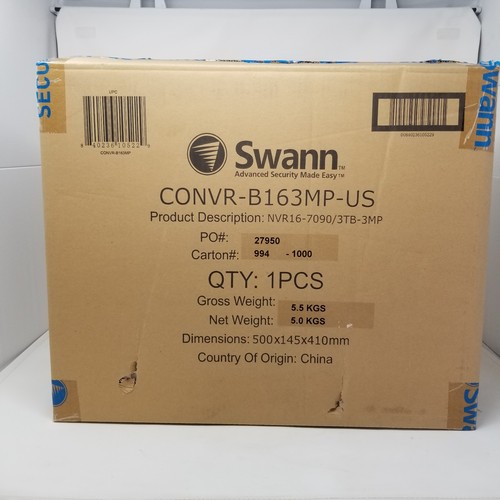 Swann CONVR-B163MP 16 Channel HD Network Recorder w Power Cord Open Box NVR