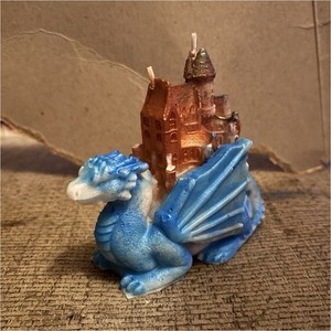 Dragon Castle Shaped Candles Blue Red Fantasy Dragon Theme Collectible Set