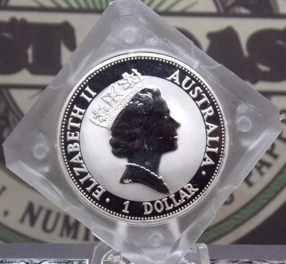 1993 $1 Australia 1oz .999 Fine Silver Bullion **KOOKABURRA** Mint Capsule ECC&C - Image 2 of 3