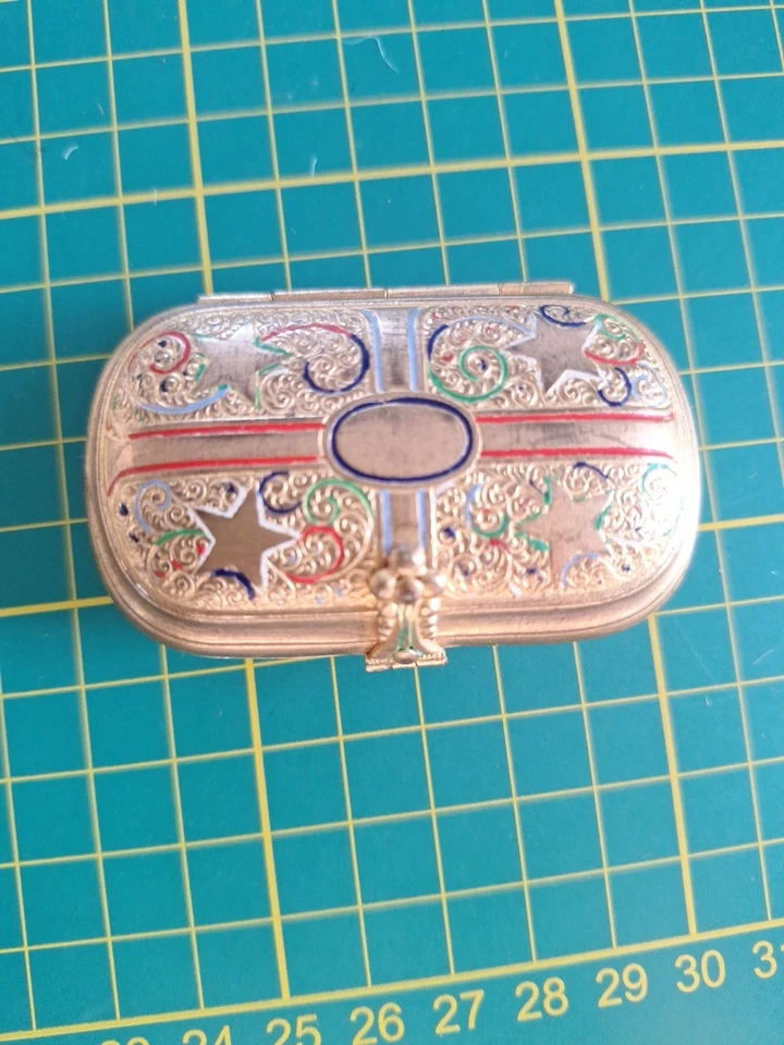 Ancien Porte Monnaie En Metal à Définir Ciselé Et Émaillé 19ème - Photo 2/4