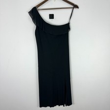 Vintage Y2K Black One Shoulder Dress M Asymmetrical Bodycon Edgy Glam Byer Too