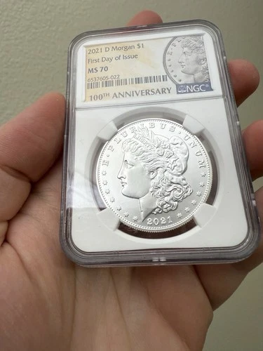 2021-D Morgan Silver Dollar NGC MS70 First Day of Issue 100th Anniversary Label!